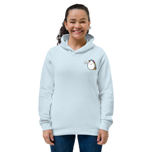 Women's Eco Fitted Hoodie - Hi Dave the Unicorn